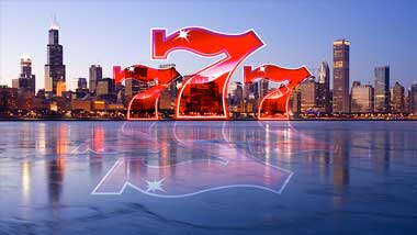Chicago Skyline with Slot Machine like 777