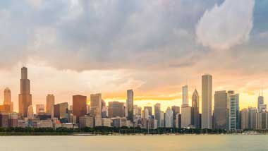 Chicago Skyline at Sunset