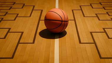 picture of basketball on tournament brackets
