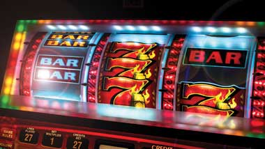 Colorful slot machine reels 777