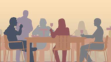 Graphic of a group enjoying cocktails at a bar